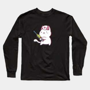 Awesome Cute Kawaii Cat Nurse Gift For Nurse Student and Cat Lover Long Sleeve T-Shirt